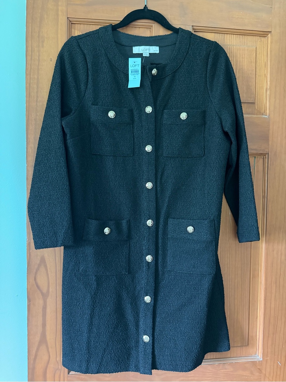 Tweed Button Mini Pocket Dress